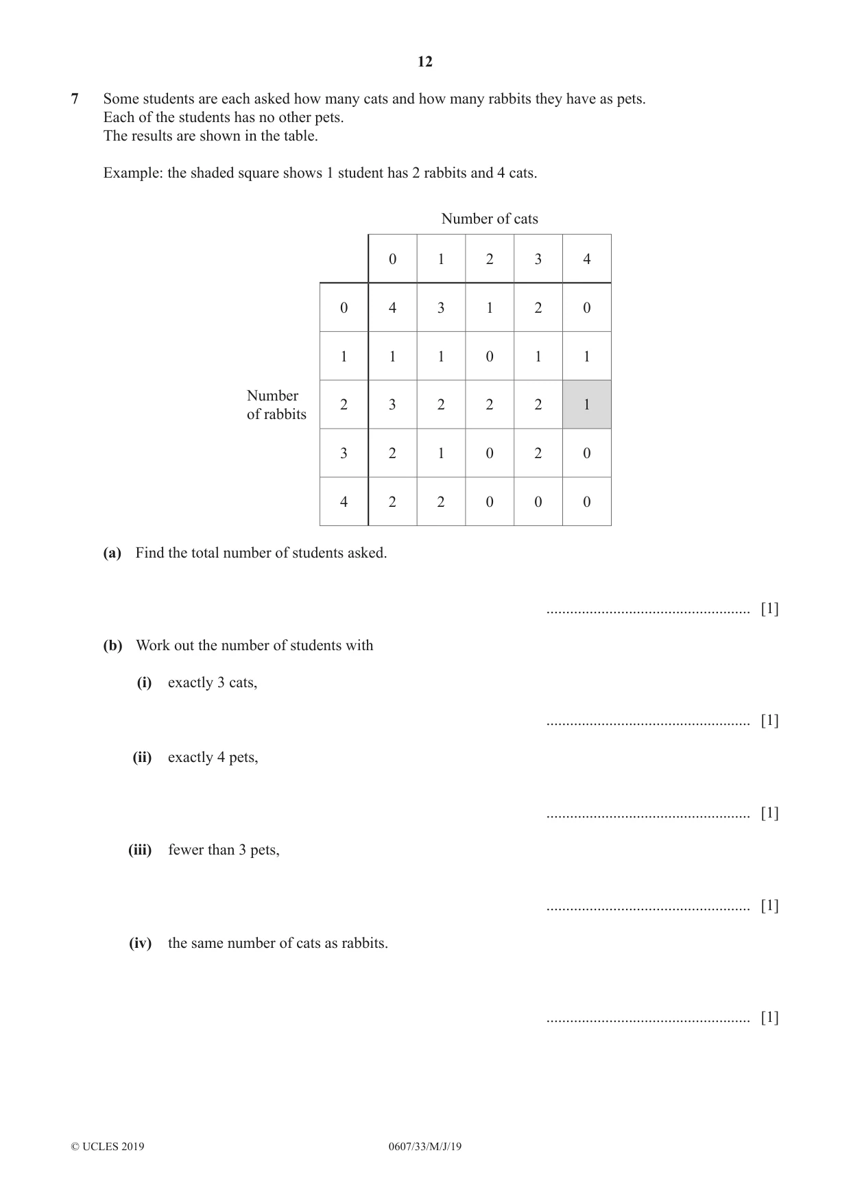 Cambridge IGCSE Mathematics - International 0607 2019 May/June Paper 3 · Variant 3 question paper, page 12 of 20