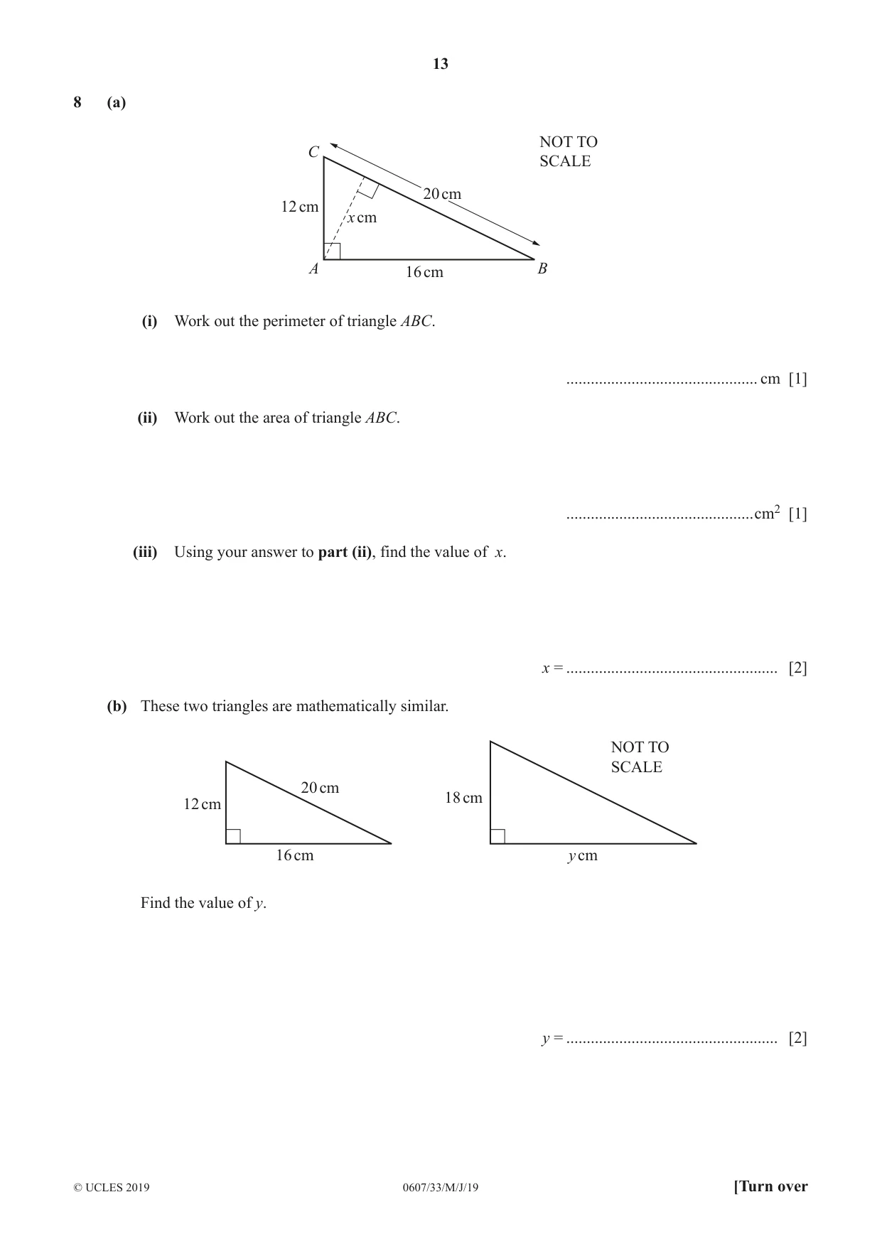 Cambridge IGCSE Mathematics - International 0607 2019 May/June Paper 3 · Variant 3 question paper, page 13 of 20