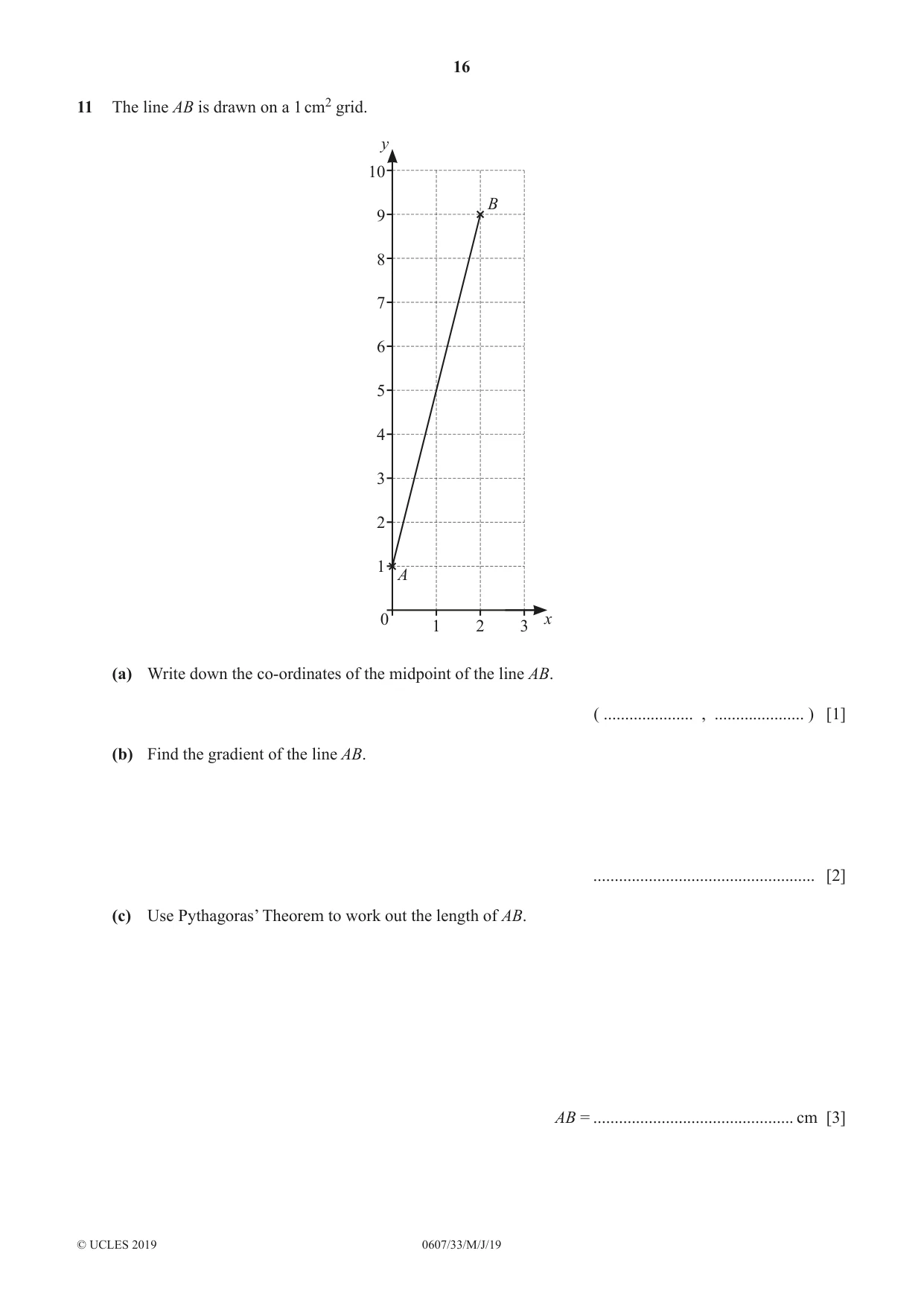 Cambridge IGCSE Mathematics - International 0607 2019 May/June Paper 3 · Variant 3 question paper, page 16 of 20