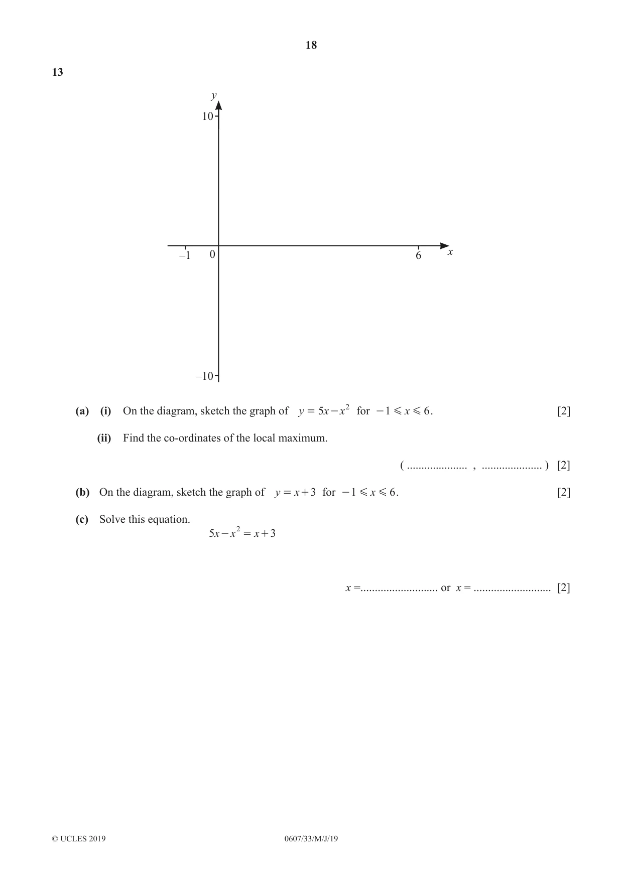Cambridge IGCSE Mathematics - International 0607 2019 May/June Paper 3 · Variant 3 question paper, page 18 of 20