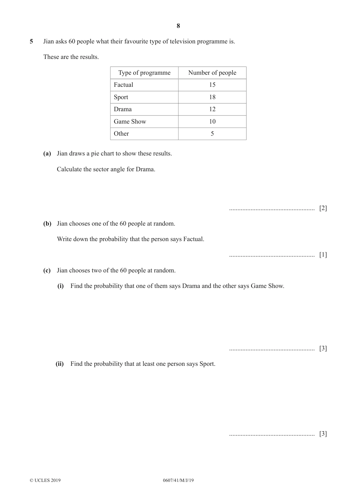 Cambridge IGCSE Mathematics - International 0607 2019 May/June Paper 4 · Variant 1 question paper, page 8 of 20