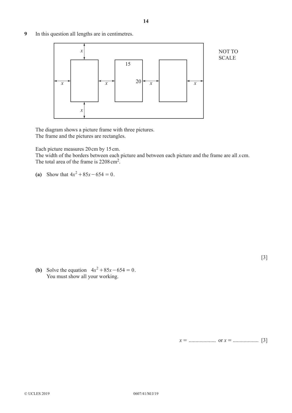 Cambridge IGCSE Mathematics - International 0607 2019 May/June Paper 4 · Variant 1 question paper, page 14 of 20