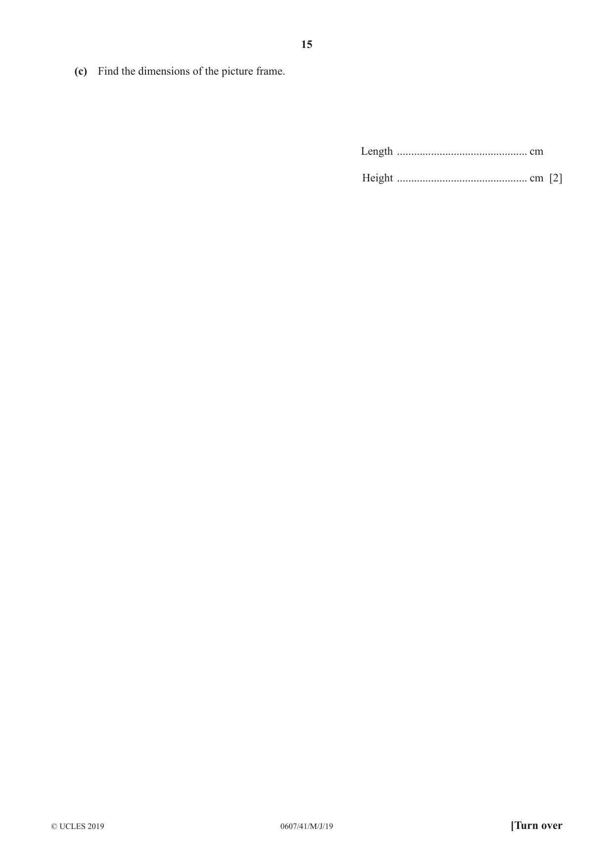 Cambridge IGCSE Mathematics - International 0607 2019 May/June Paper 4 · Variant 1 question paper, page 15 of 20