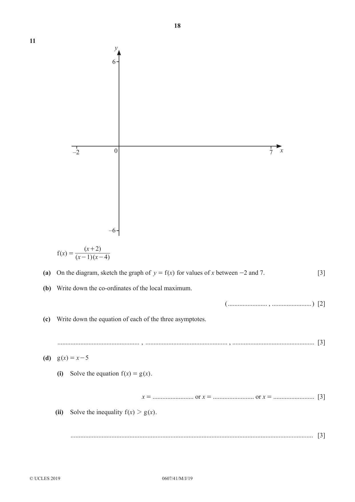 Cambridge IGCSE Mathematics - International 0607 2019 May/June Paper 4 · Variant 1 question paper, page 18 of 20