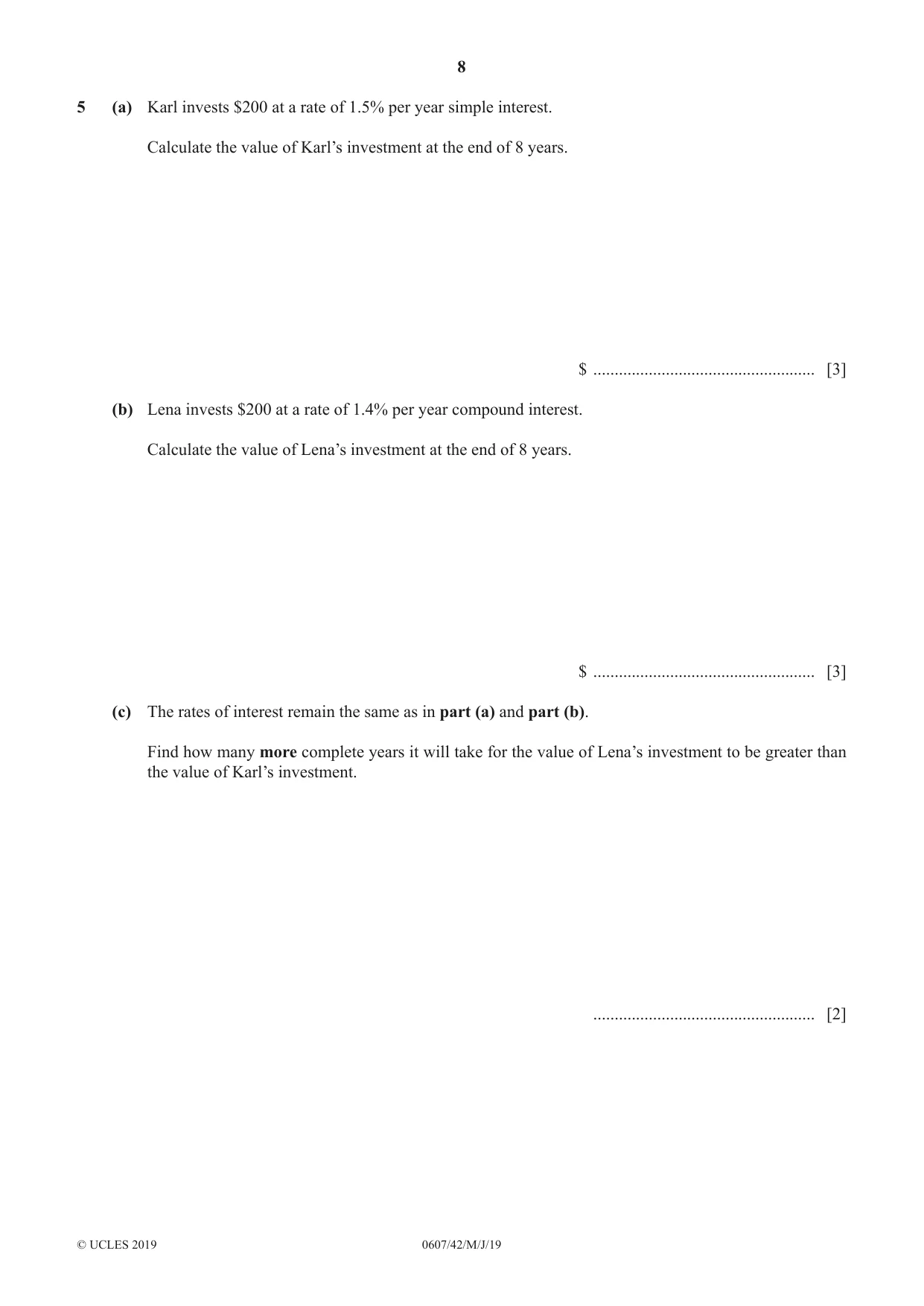 Cambridge IGCSE Mathematics - International 0607 2019 May/June Paper 4 · Variant 2 question paper, page 8 of 20