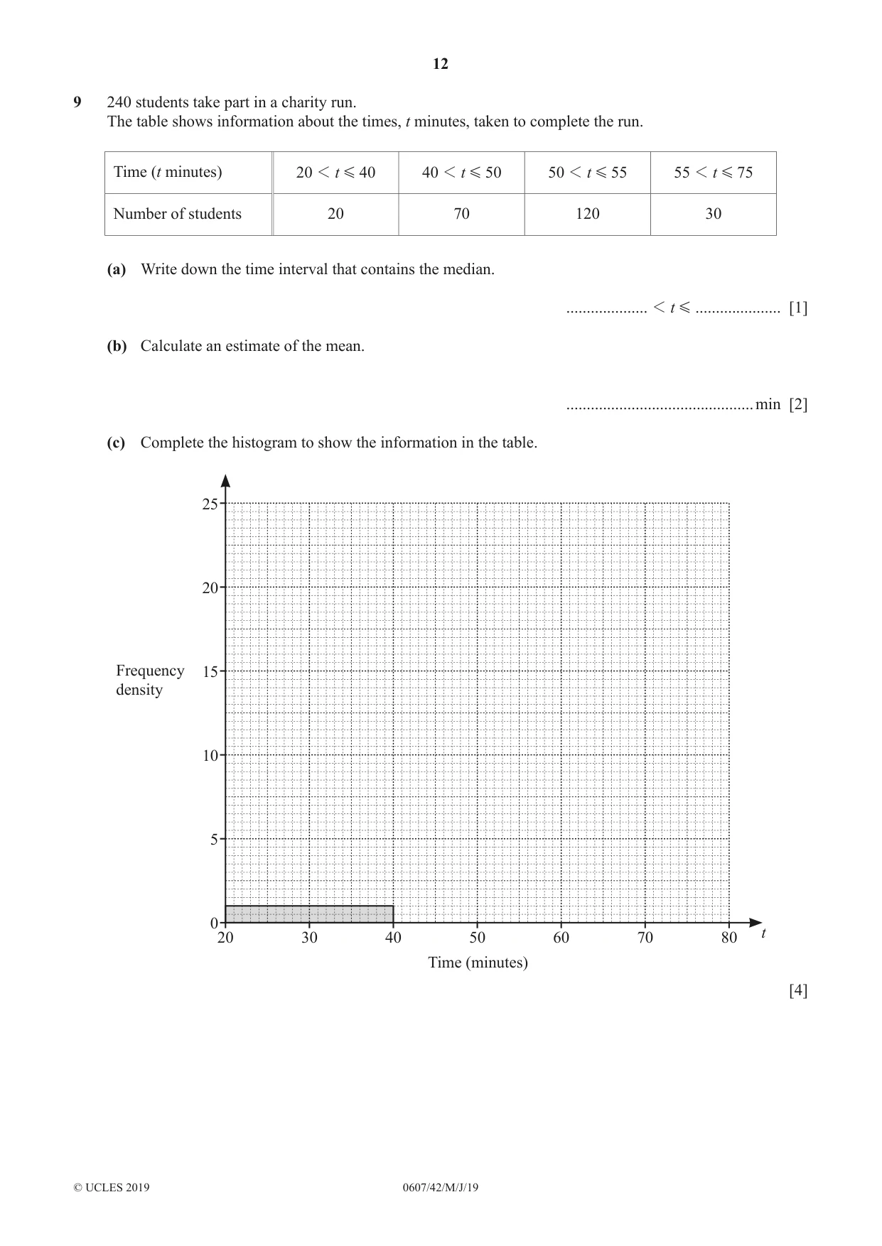 Cambridge IGCSE Mathematics - International 0607 2019 May/June Paper 4 · Variant 2 question paper, page 12 of 20