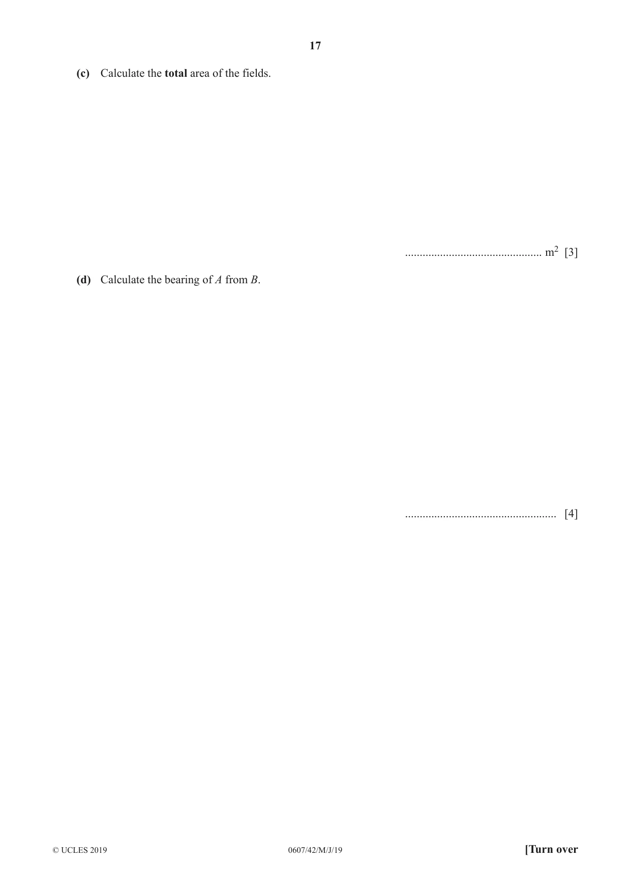 Cambridge IGCSE Mathematics - International 0607 2019 May/June Paper 4 · Variant 2 question paper, page 17 of 20