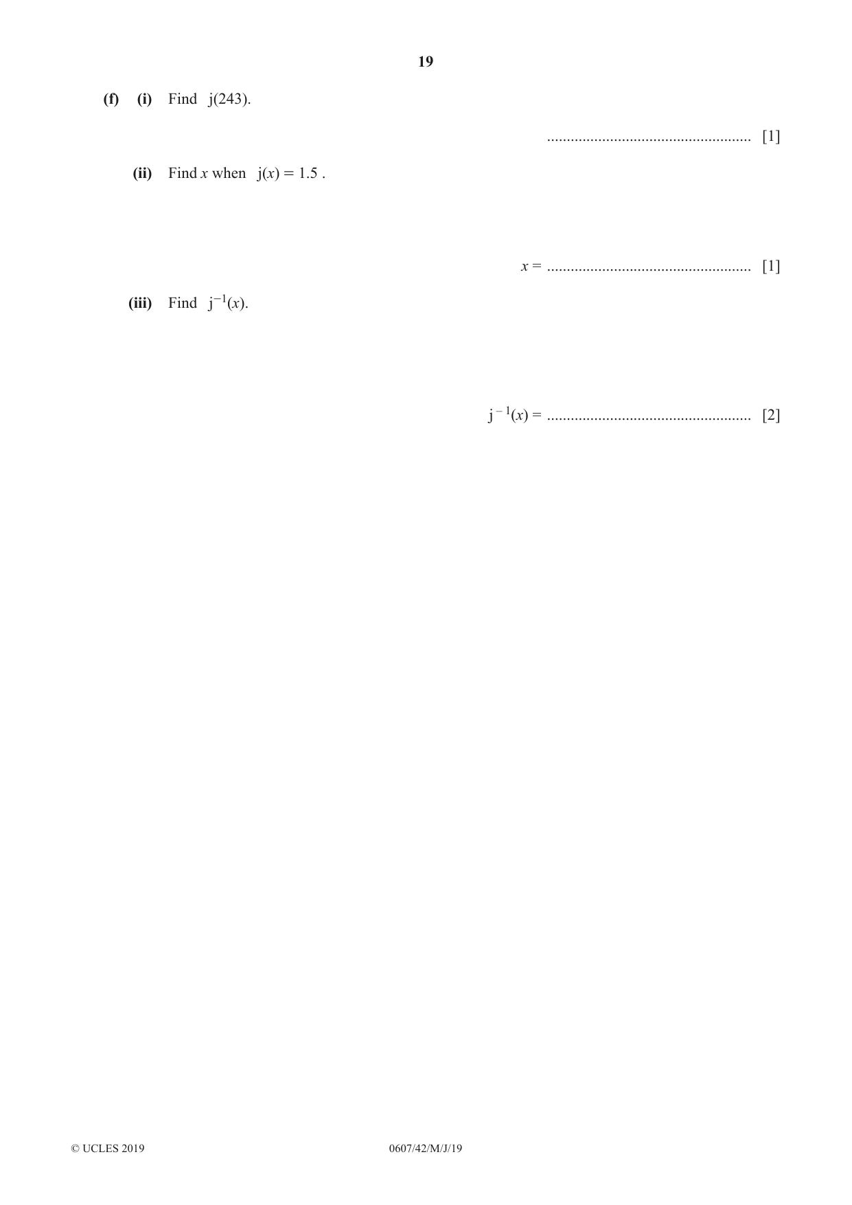 Cambridge IGCSE Mathematics - International 0607 2019 May/June Paper 4 · Variant 2 question paper, page 19 of 20