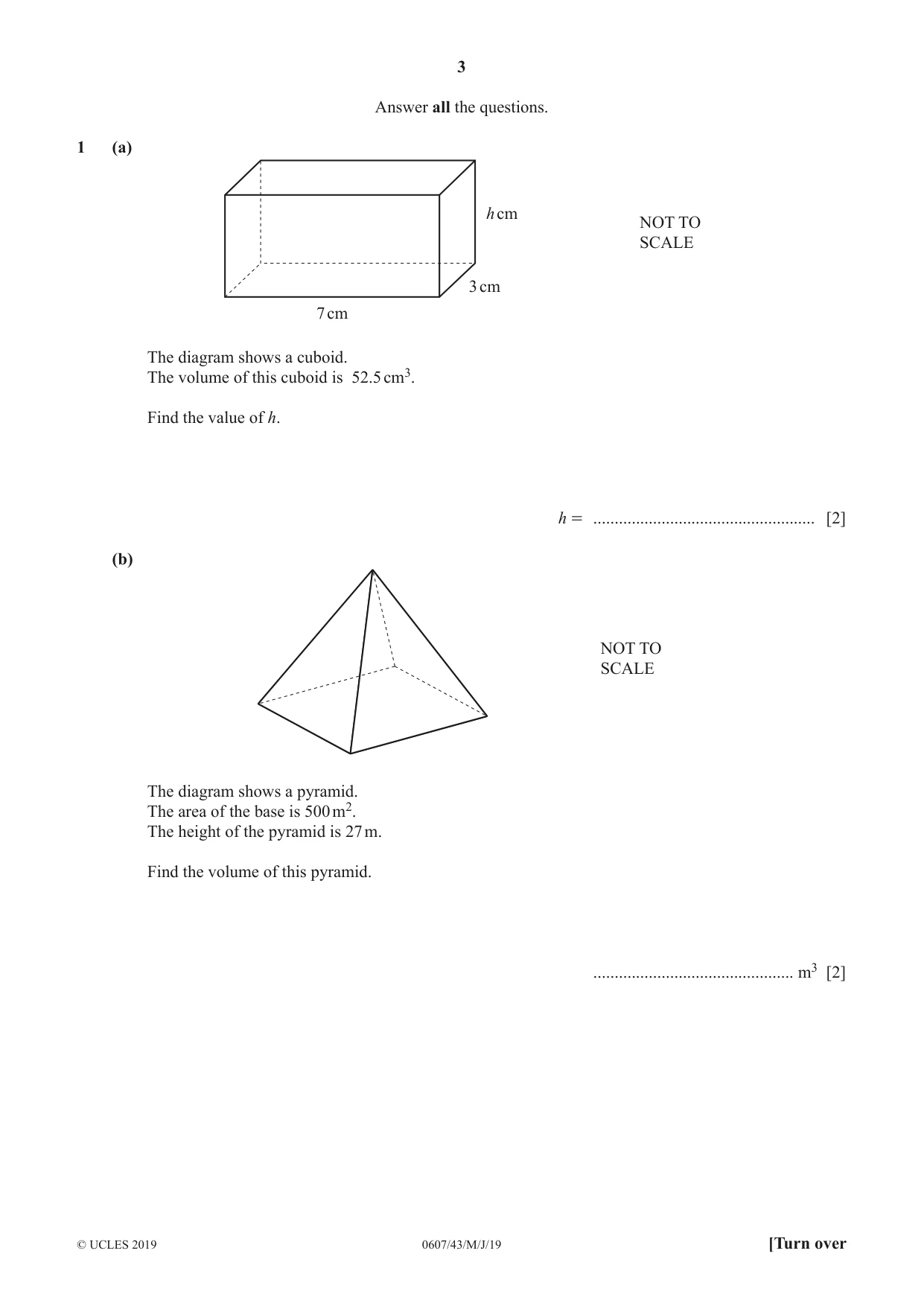 Cambridge IGCSE Mathematics - International 0607 2019 May/June Paper 4 · Variant 3 question paper, page 3 of 20