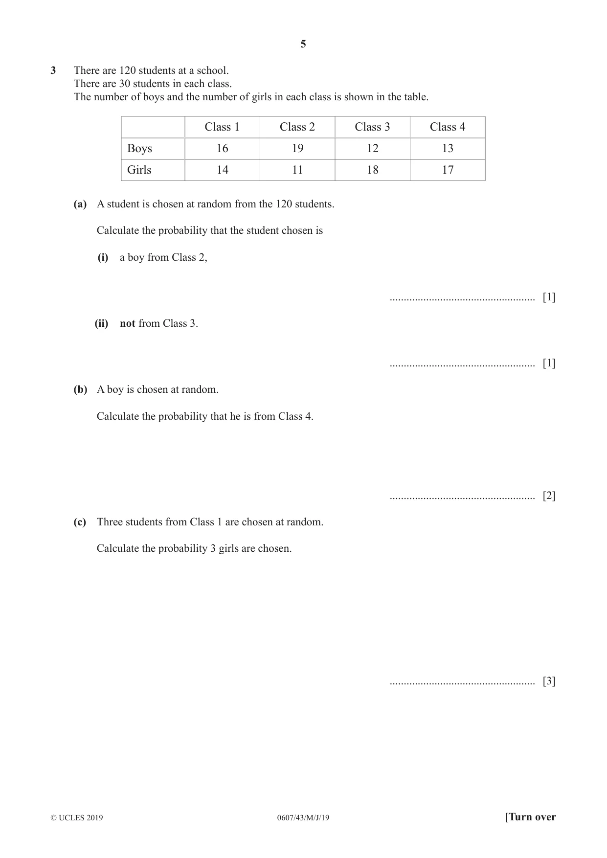 Cambridge IGCSE Mathematics - International 0607 2019 May/June Paper 4 · Variant 3 question paper, page 5 of 20