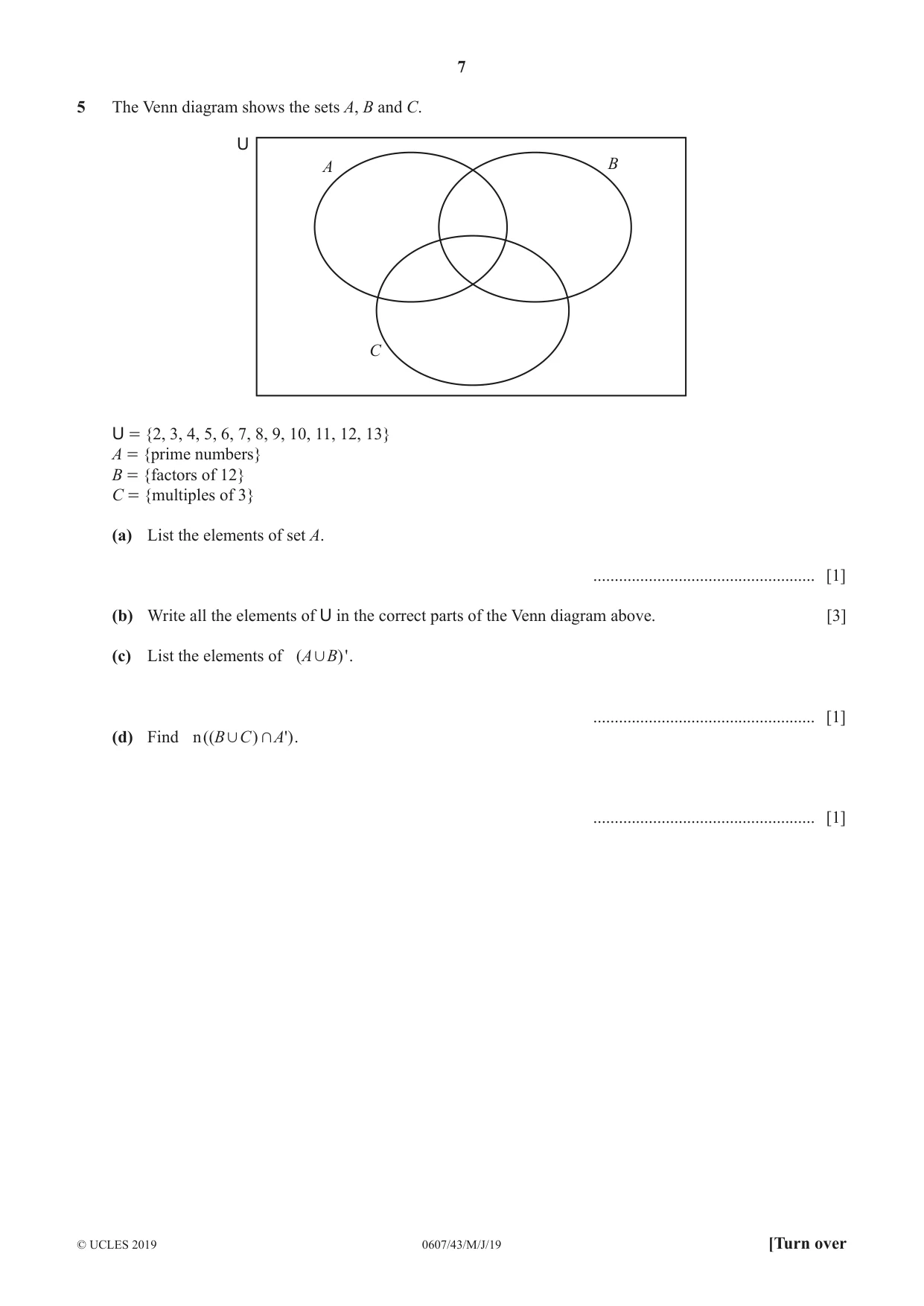 Cambridge IGCSE Mathematics - International 0607 2019 May/June Paper 4 · Variant 3 question paper, page 7 of 20