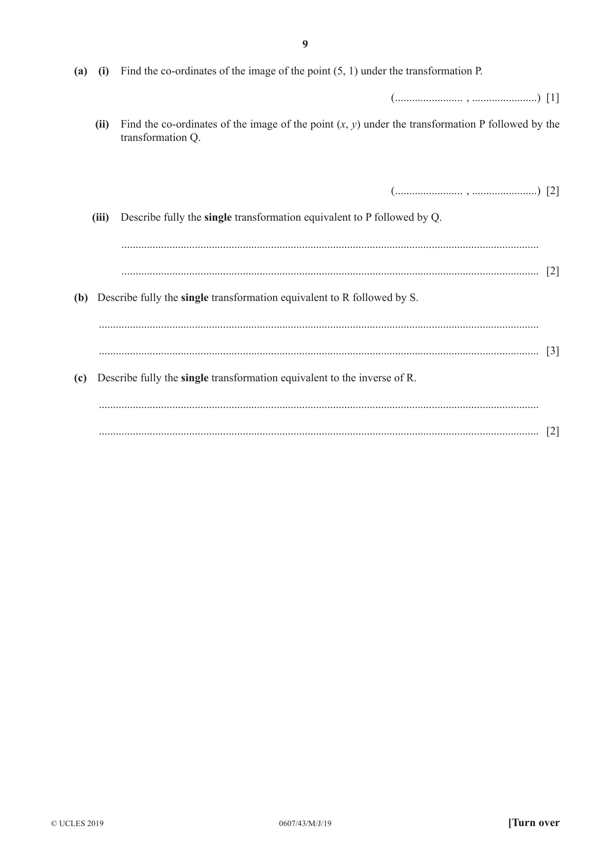 Cambridge IGCSE Mathematics - International 0607 2019 May/June Paper 4 · Variant 3 question paper, page 9 of 20