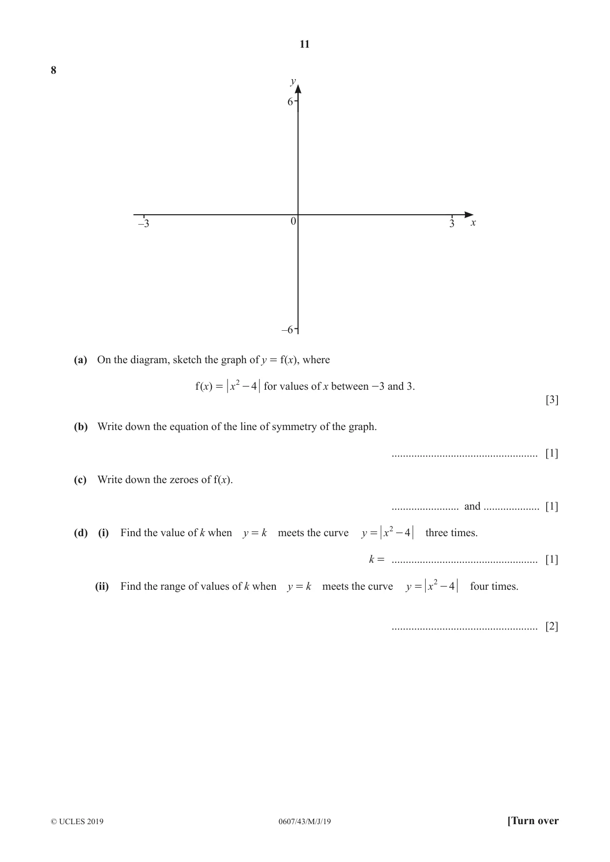 Cambridge IGCSE Mathematics - International 0607 2019 May/June Paper 4 · Variant 3 question paper, page 11 of 20