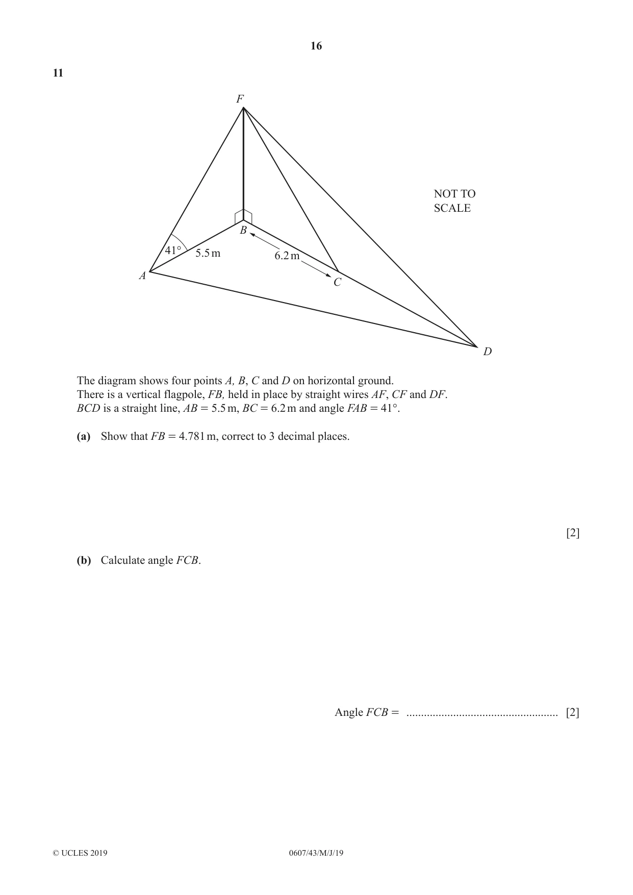 Cambridge IGCSE Mathematics - International 0607 2019 May/June Paper 4 · Variant 3 question paper, page 16 of 20