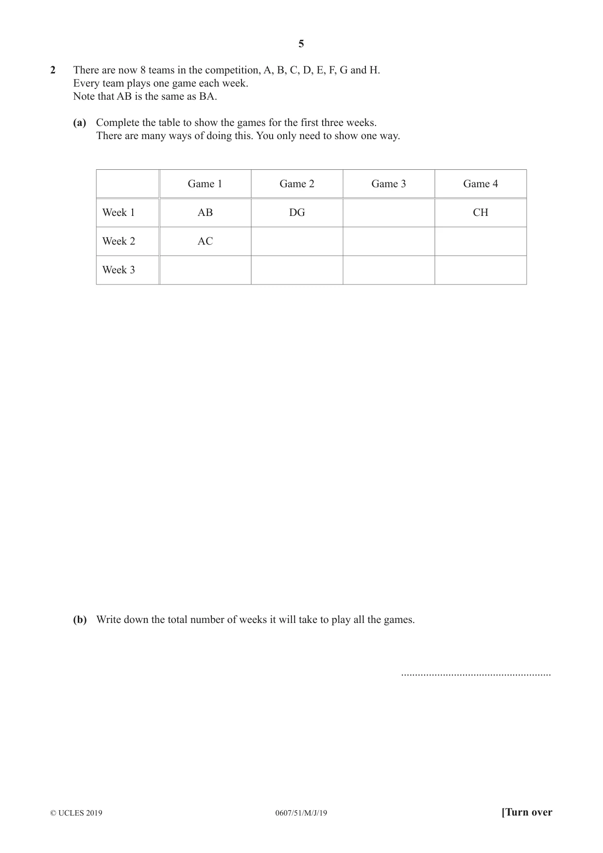 Cambridge IGCSE Mathematics - International 0607 2019 May/June Paper 5 · Variant 1 question paper, page 5 of 8