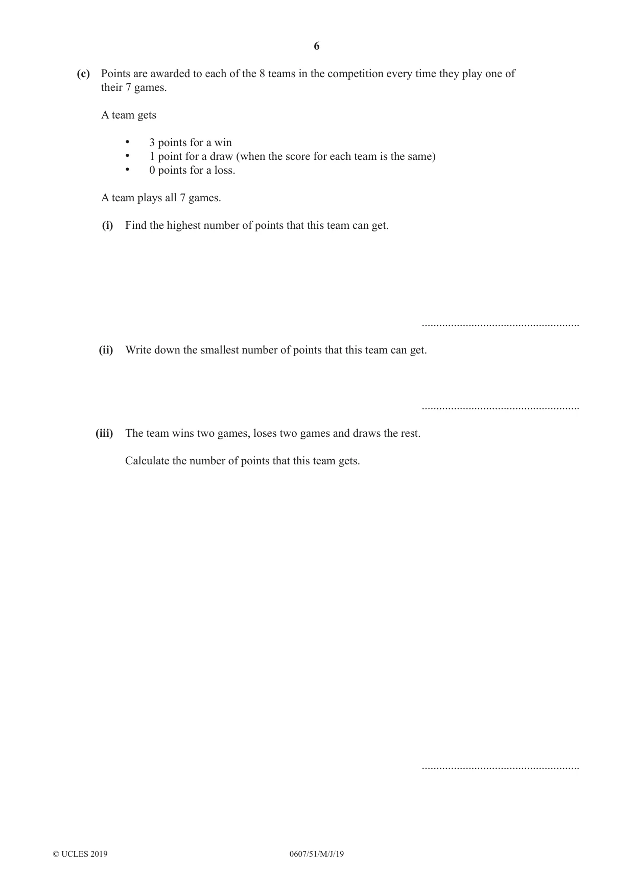 Cambridge IGCSE Mathematics - International 0607 2019 May/June Paper 5 · Variant 1 question paper, page 6 of 8