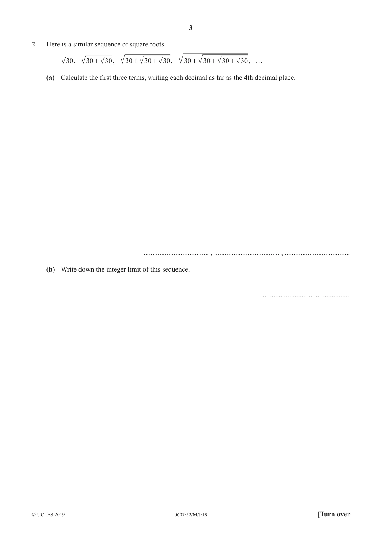 Cambridge IGCSE Mathematics - International 0607 2019 May/June Paper 5 · Variant 2 question paper, page 3 of 8