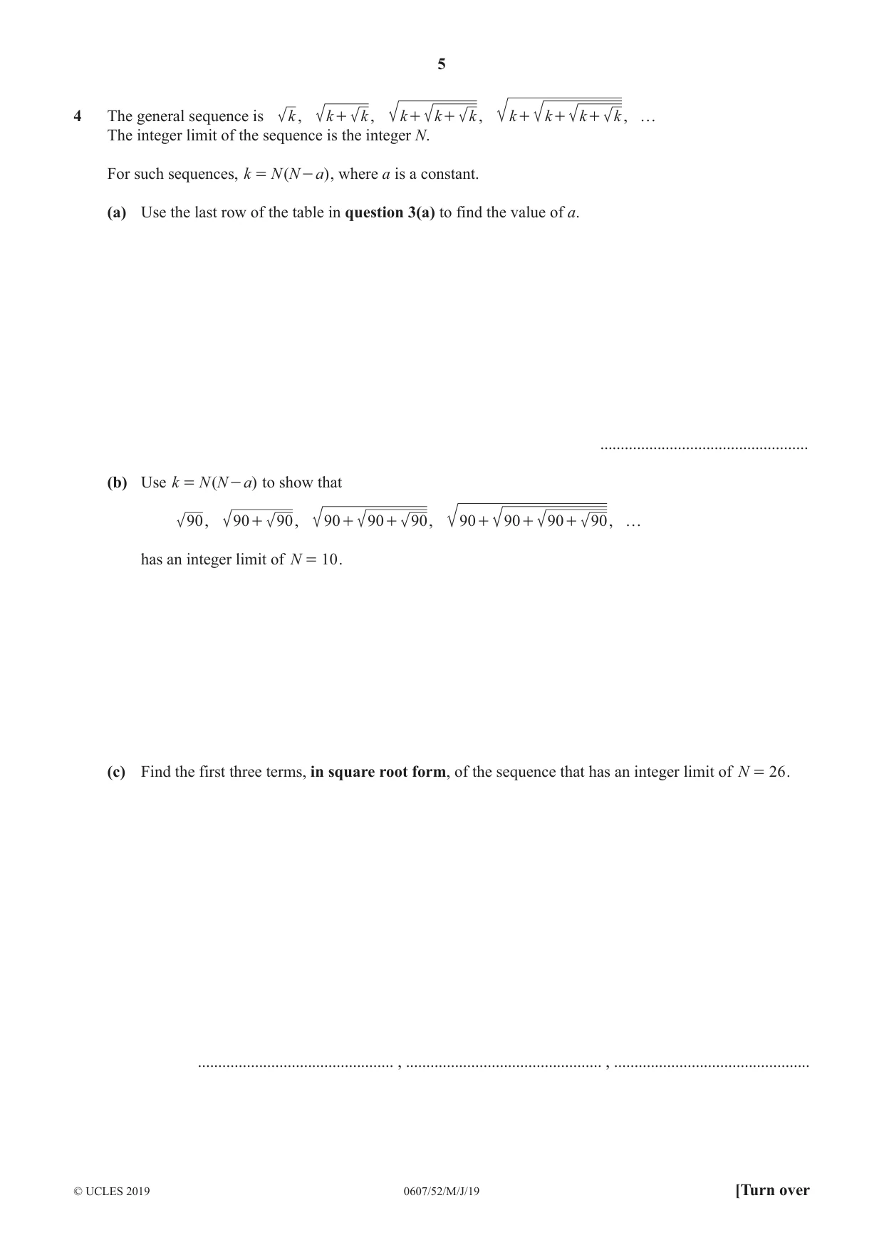 Cambridge IGCSE Mathematics - International 0607 2019 May/June Paper 5 · Variant 2 question paper, page 5 of 8