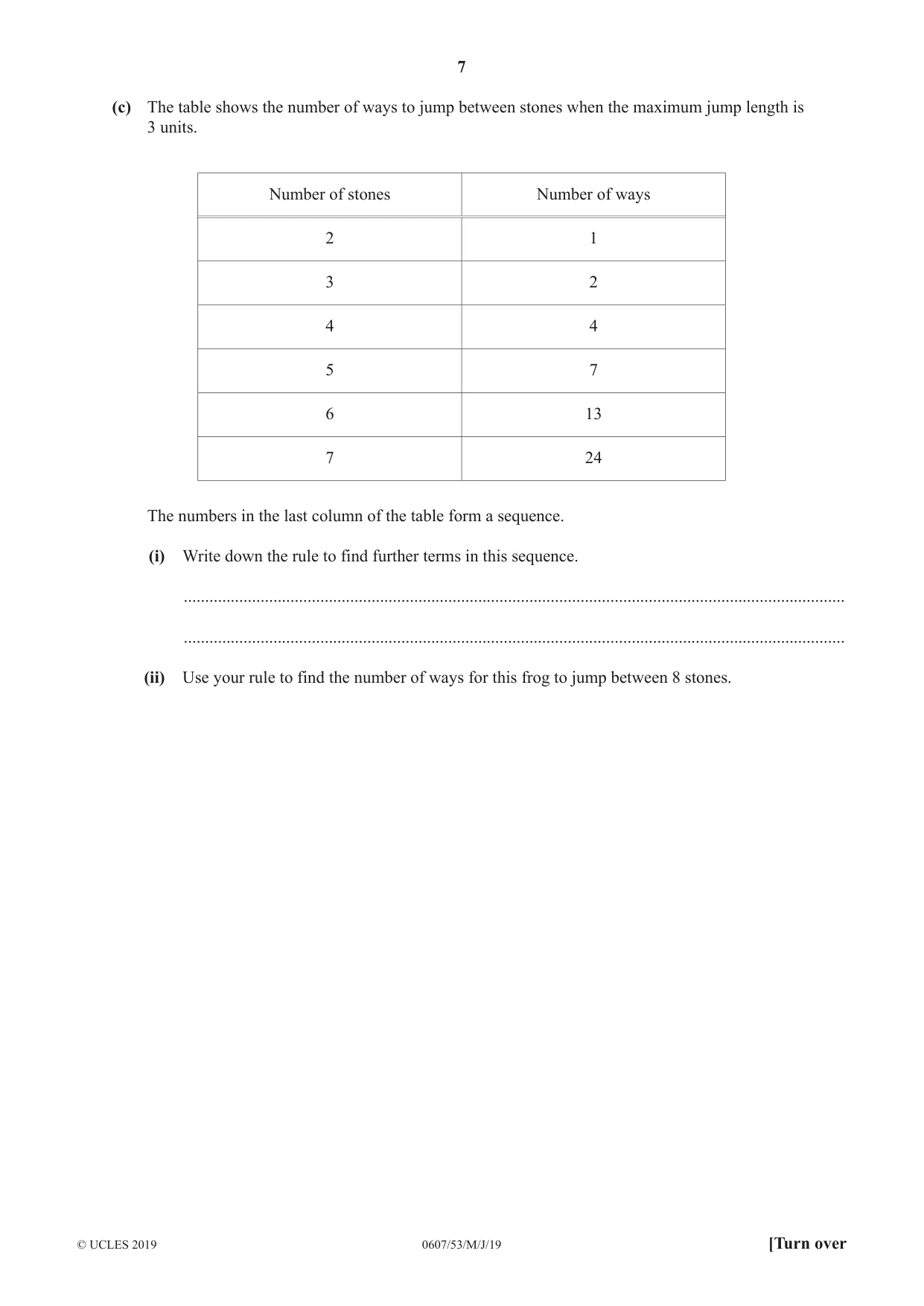 Cambridge IGCSE Mathematics - International 0607 2019 May/June Paper 5 · Variant 3 question paper, page 7 of 12