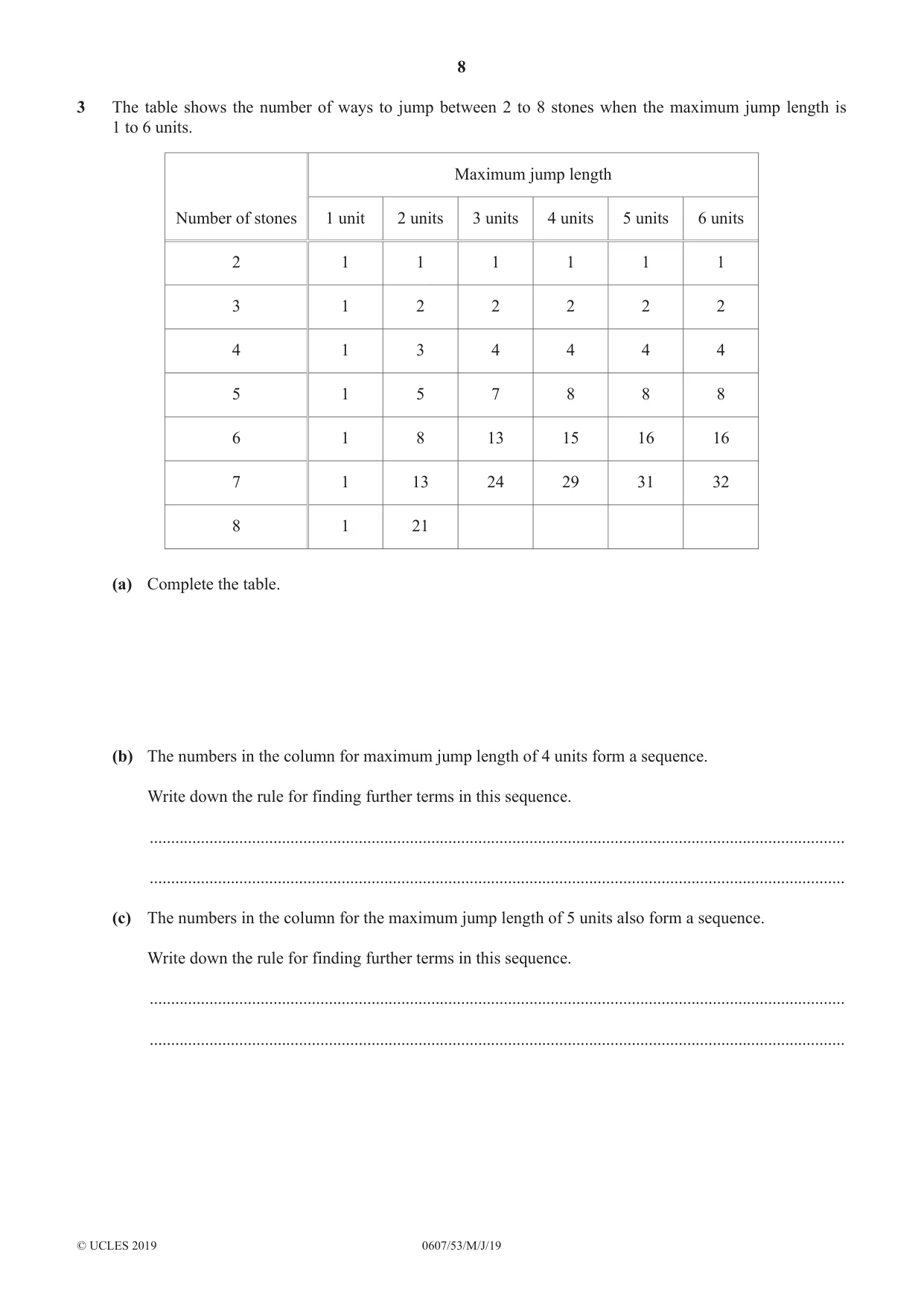Cambridge IGCSE Mathematics - International 0607 2019 May/June Paper 5 · Variant 3 question paper, page 8 of 12