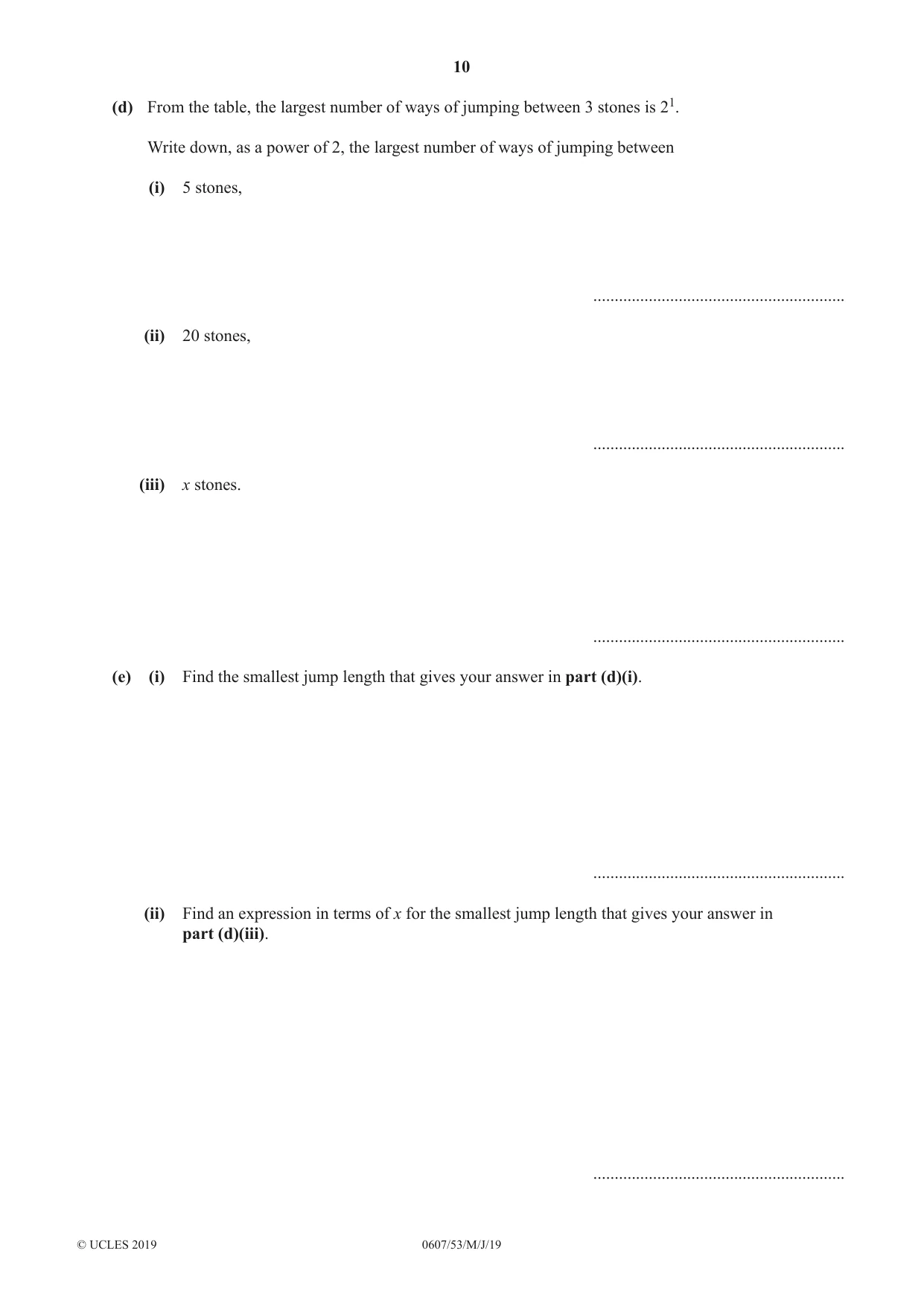 Cambridge IGCSE Mathematics - International 0607 2019 May/June Paper 5 · Variant 3 question paper, page 10 of 12
