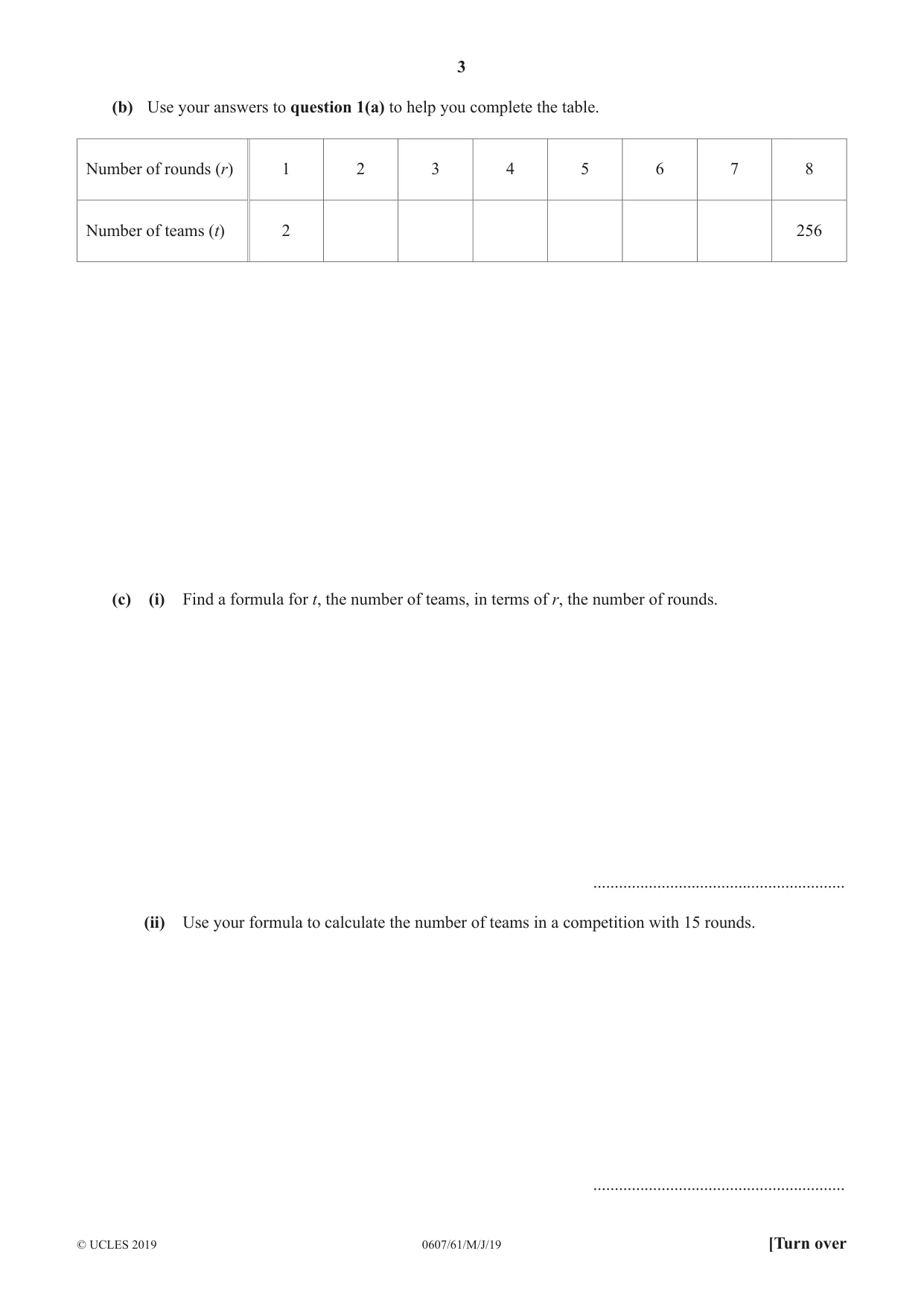 Cambridge IGCSE Mathematics - International 0607 2019 May/June Paper 6 · Variant 1 question paper, page 3 of 12
