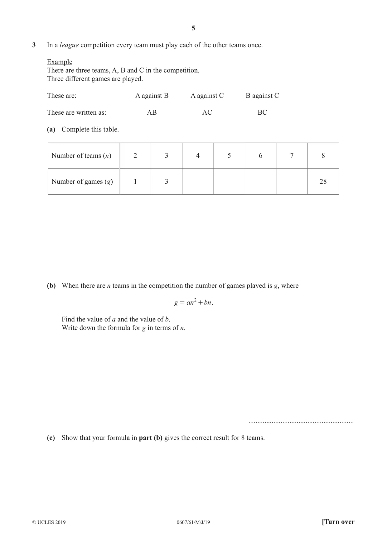 Cambridge IGCSE Mathematics - International 0607 2019 May/June Paper 6 · Variant 1 question paper, page 5 of 12