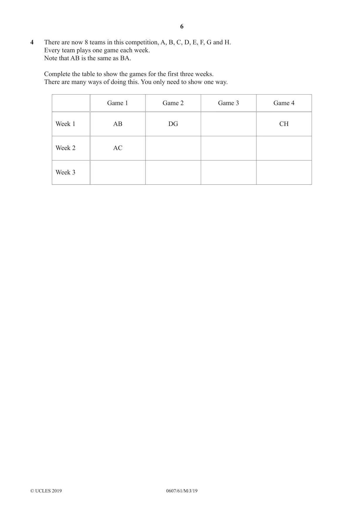 Cambridge IGCSE Mathematics - International 0607 2019 May/June Paper 6 · Variant 1 question paper, page 6 of 12