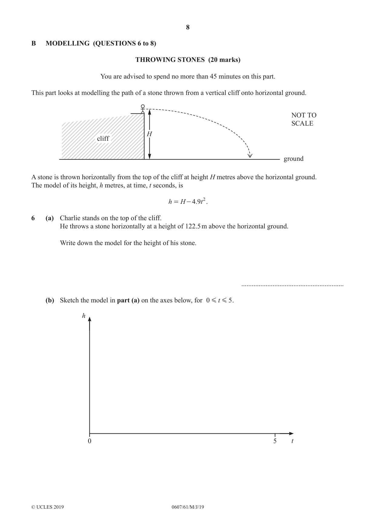 Cambridge IGCSE Mathematics - International 0607 2019 May/June Paper 6 · Variant 1 question paper, page 8 of 12