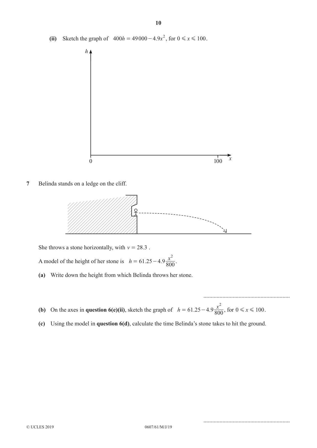 Cambridge IGCSE Mathematics - International 0607 2019 May/June Paper 6 · Variant 1 question paper, page 10 of 12