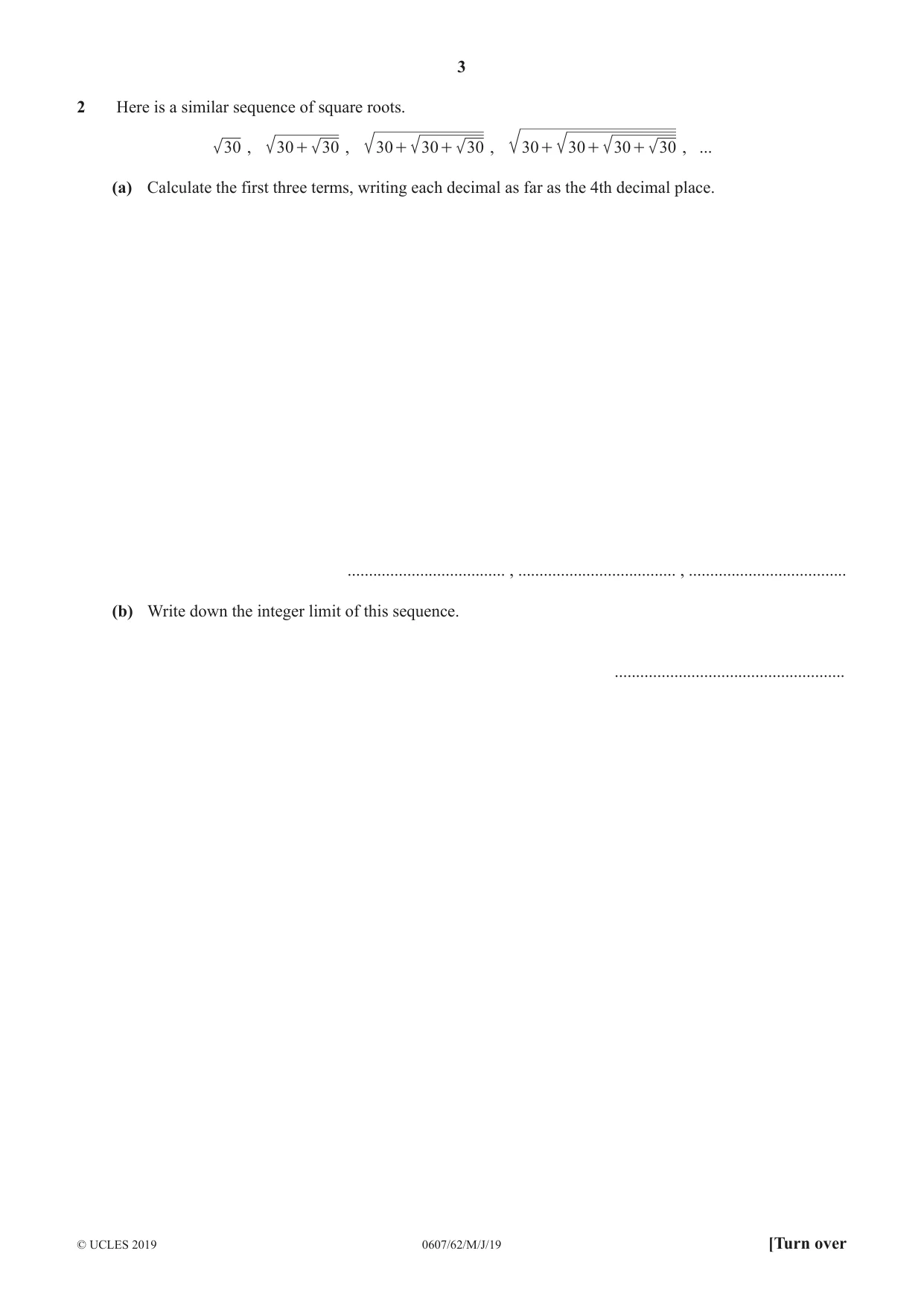 Cambridge IGCSE Mathematics - International 0607 2019 May/June Paper 6 · Variant 2 question paper, page 3 of 12
