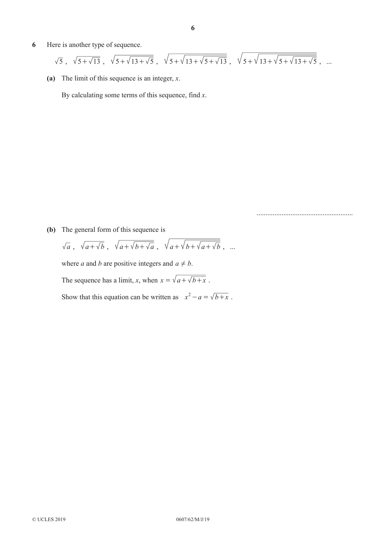 Cambridge IGCSE Mathematics - International 0607 2019 May/June Paper 6 · Variant 2 question paper, page 6 of 12