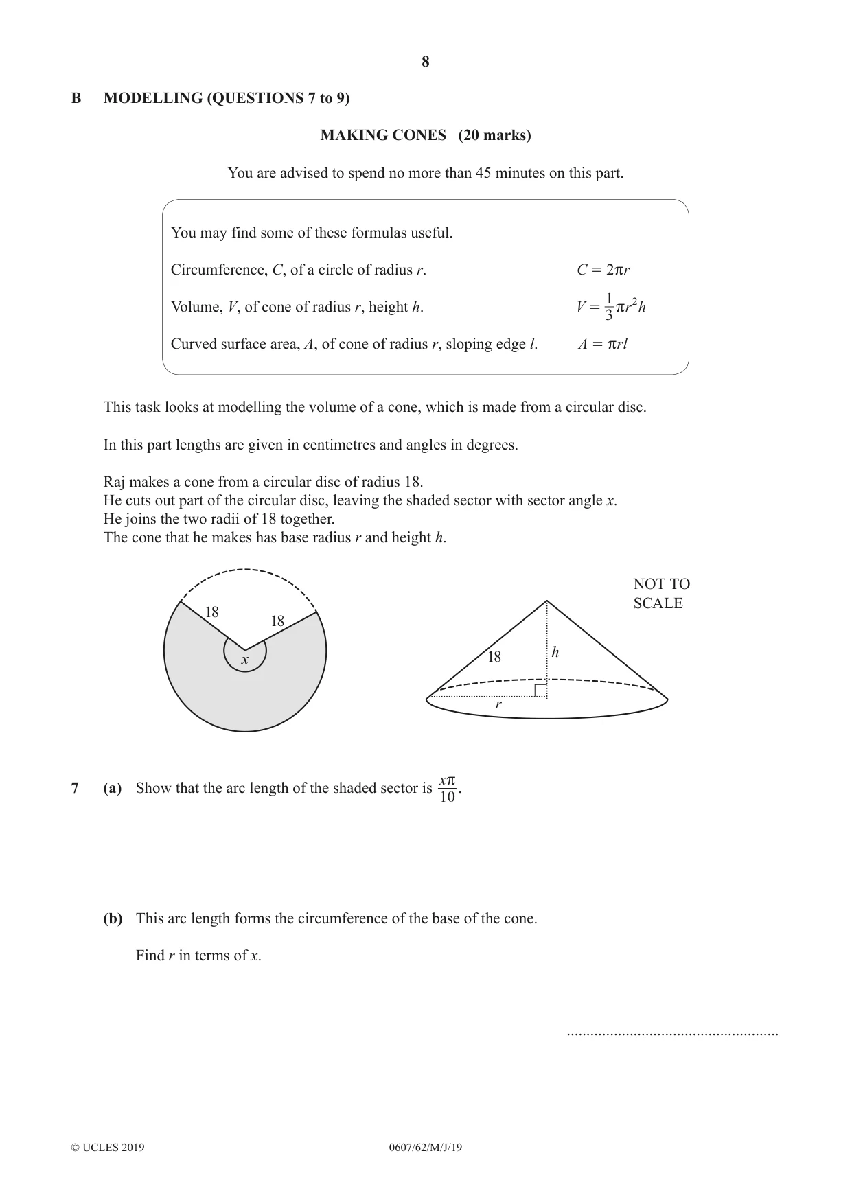 Cambridge IGCSE Mathematics - International 0607 2019 May/June Paper 6 · Variant 2 question paper, page 8 of 12