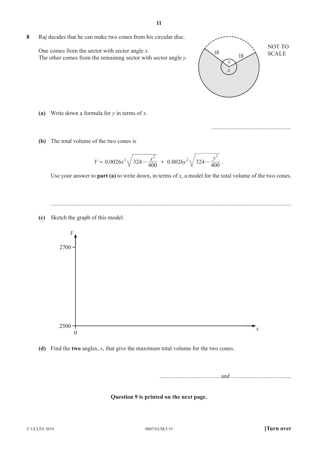 Cambridge IGCSE Mathematics - International 0607 2019 May/June Paper 6 · Variant 2 question paper, page 11 of 12