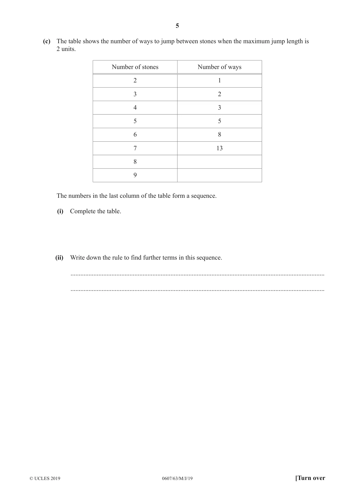 Cambridge IGCSE Mathematics - International 0607 2019 May/June Paper 6 · Variant 3 question paper, page 5 of 16