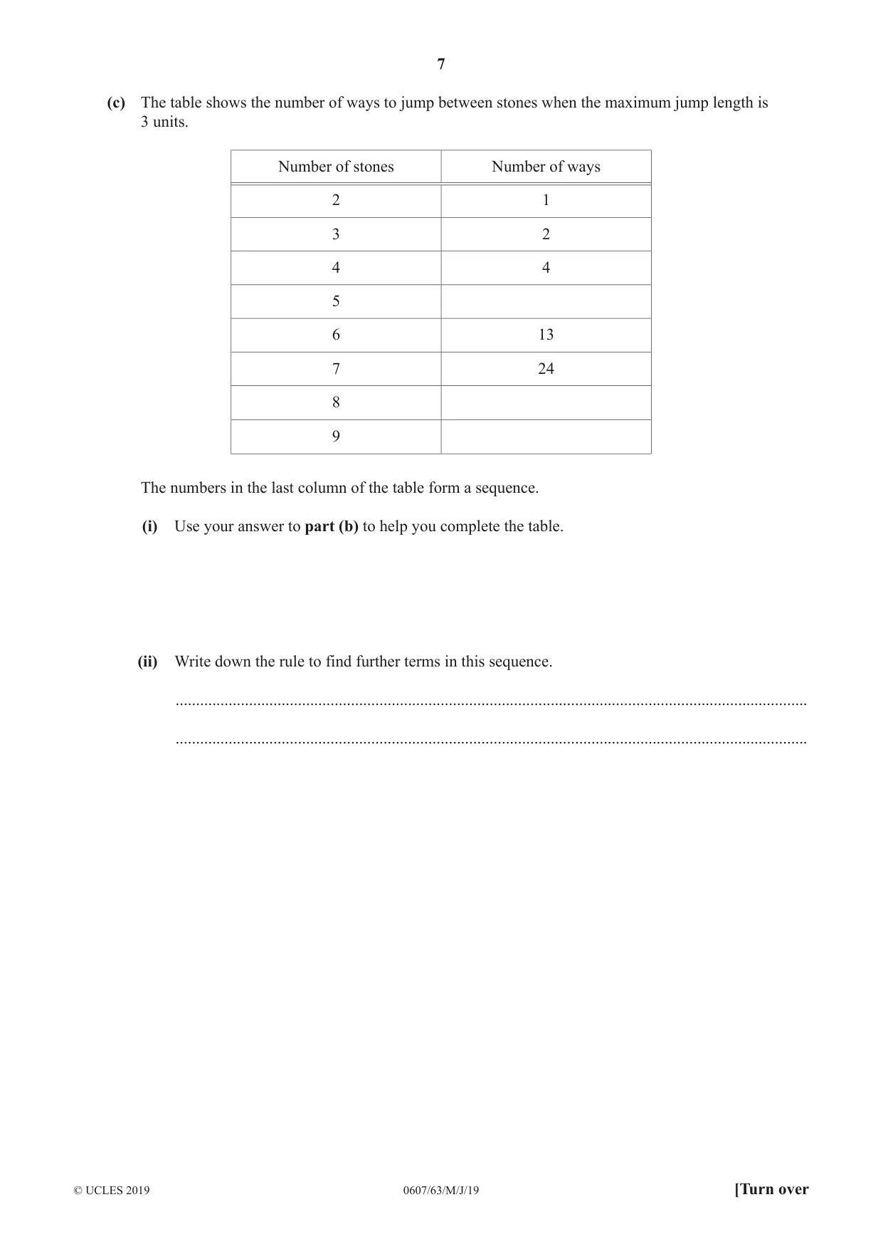 Cambridge IGCSE Mathematics - International 0607 2019 May/June Paper 6 · Variant 3 question paper, page 7 of 16