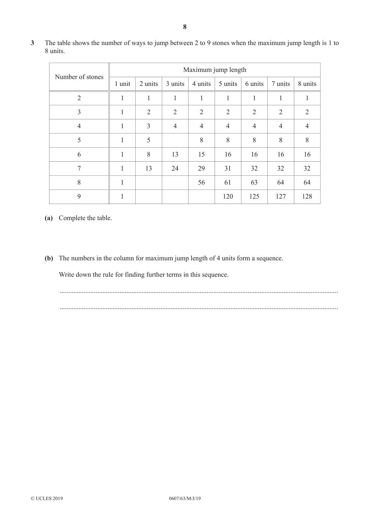 Cambridge IGCSE Mathematics - International 0607 2019 May/June Paper 6 · Variant 3 question paper, page 8 of 16