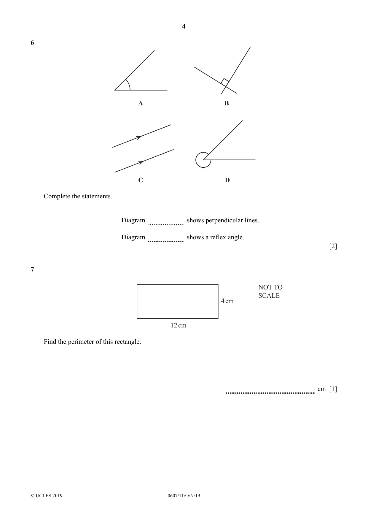 Cambridge IGCSE Mathematics - International 0607 2019 Oct/Nov Paper 1 · Variant 1 question paper, page 4 of 12