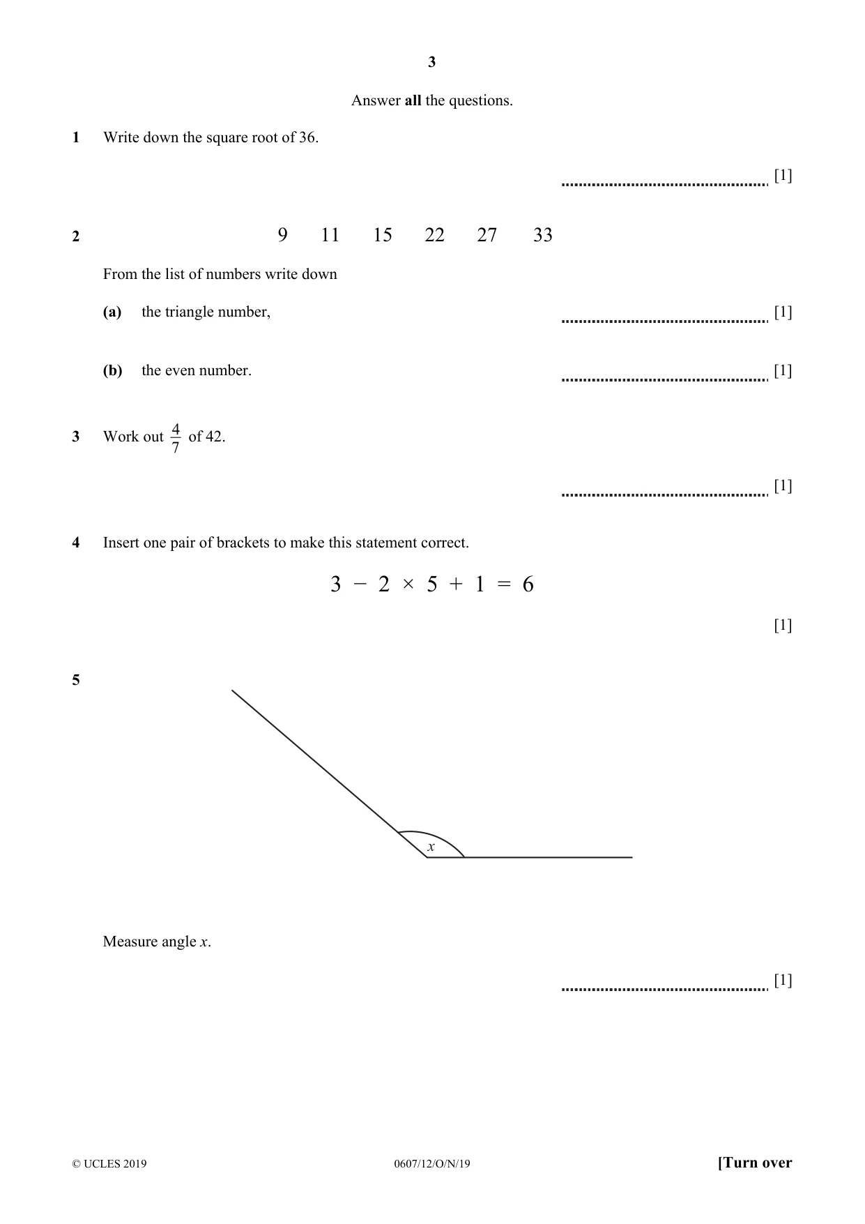 Cambridge IGCSE Mathematics - International 0607 2019 Oct/Nov Paper 1 · Variant 2 question paper, page 3 of 12