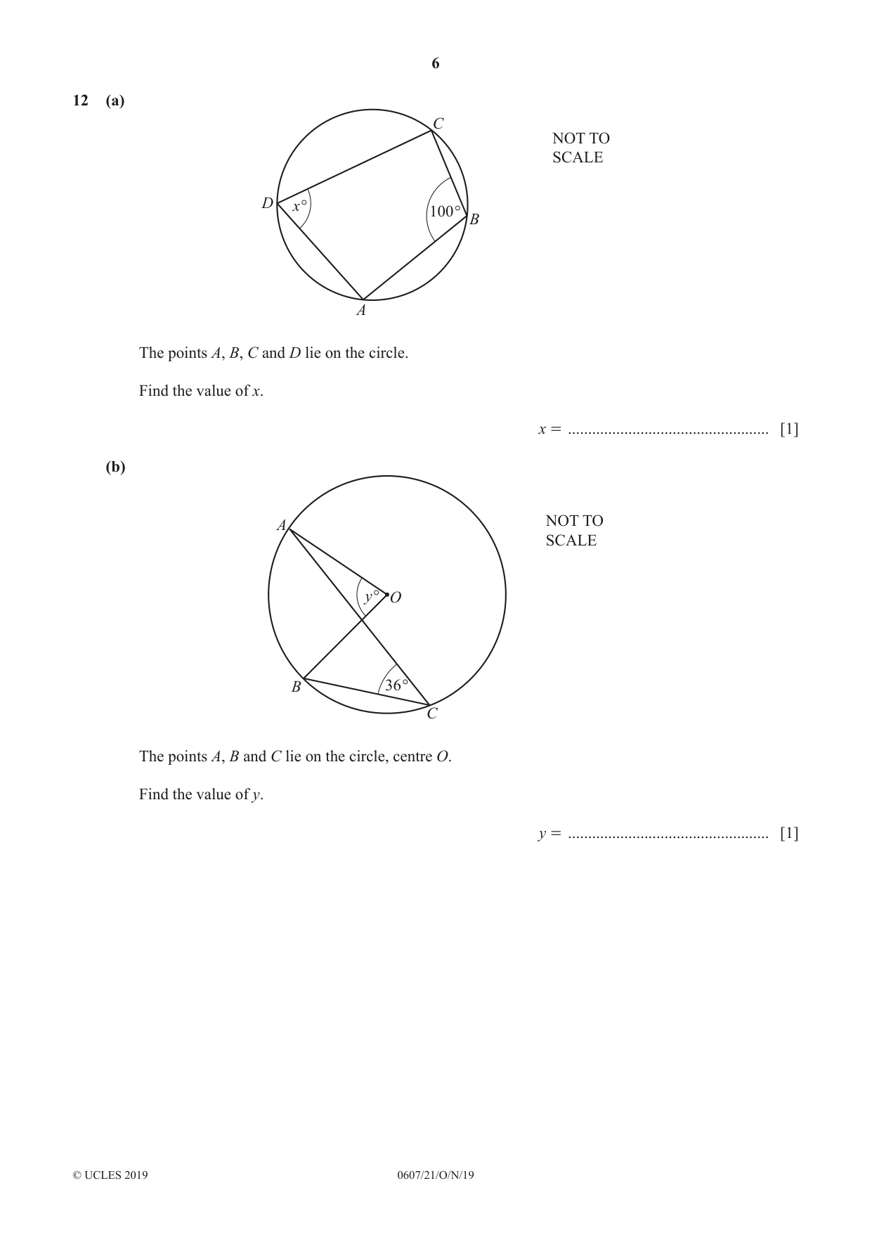 Cambridge IGCSE Mathematics - International 0607 2019 Oct/Nov Paper 2 · Variant 1 question paper, page 6 of 8