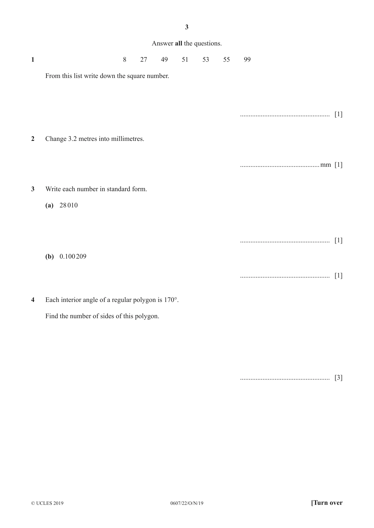 Cambridge IGCSE Mathematics - International 0607 2019 Oct/Nov Paper 2 · Variant 2 question paper, page 3 of 8