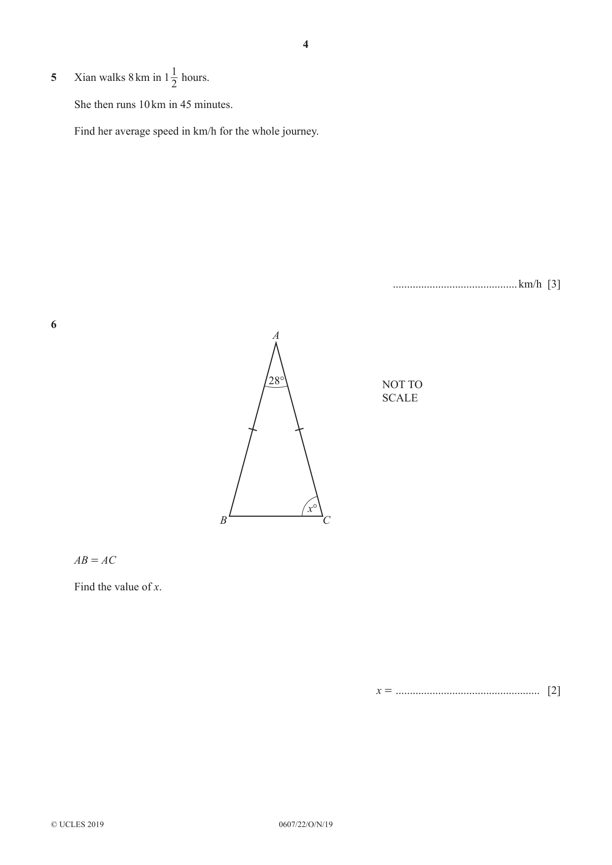 Cambridge IGCSE Mathematics - International 0607 2019 Oct/Nov Paper 2 · Variant 2 question paper, page 4 of 8