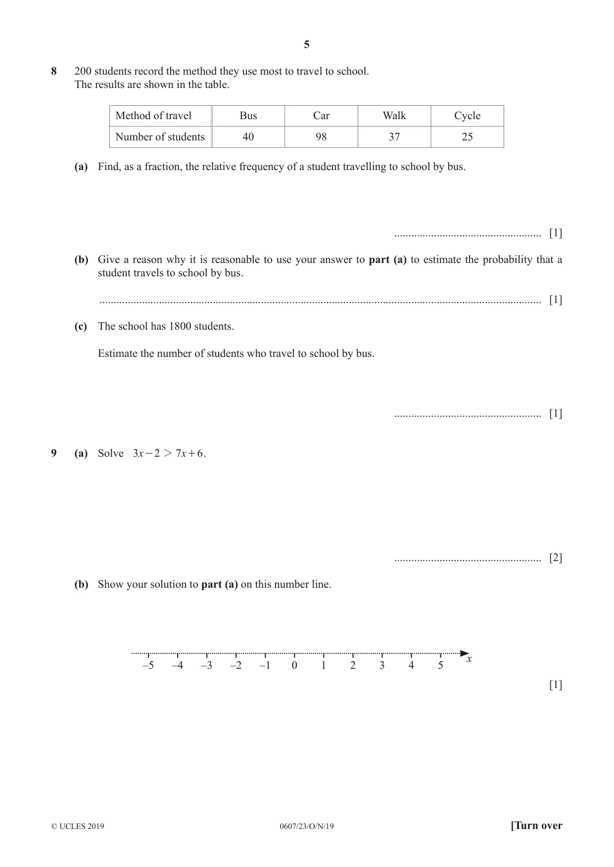 Cambridge IGCSE Mathematics - International 0607 2019 Oct/Nov Paper 2 · Variant 3 question paper, page 5 of 8