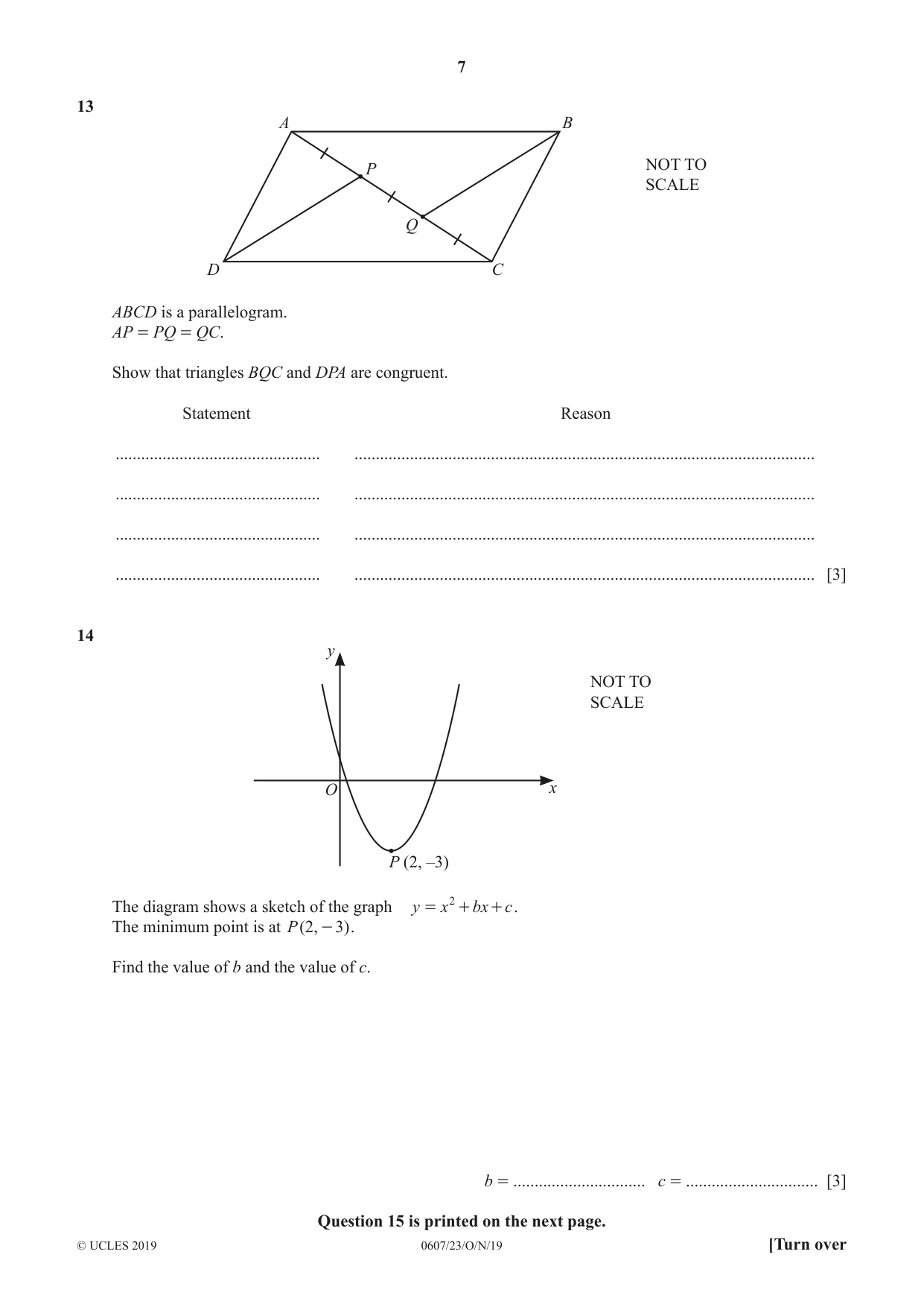 Cambridge IGCSE Mathematics - International 0607 2019 Oct/Nov Paper 2 · Variant 3 question paper, page 7 of 8