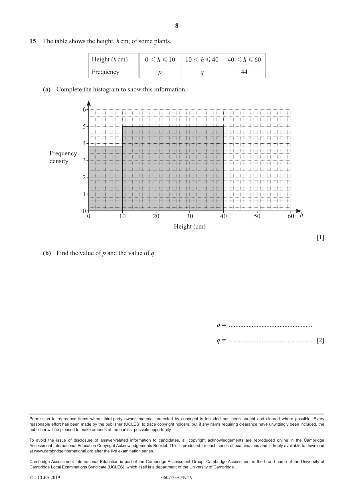 Cambridge IGCSE Mathematics - International 0607 2019 Oct/Nov Paper 2 · Variant 3 question paper, page 8 of 8