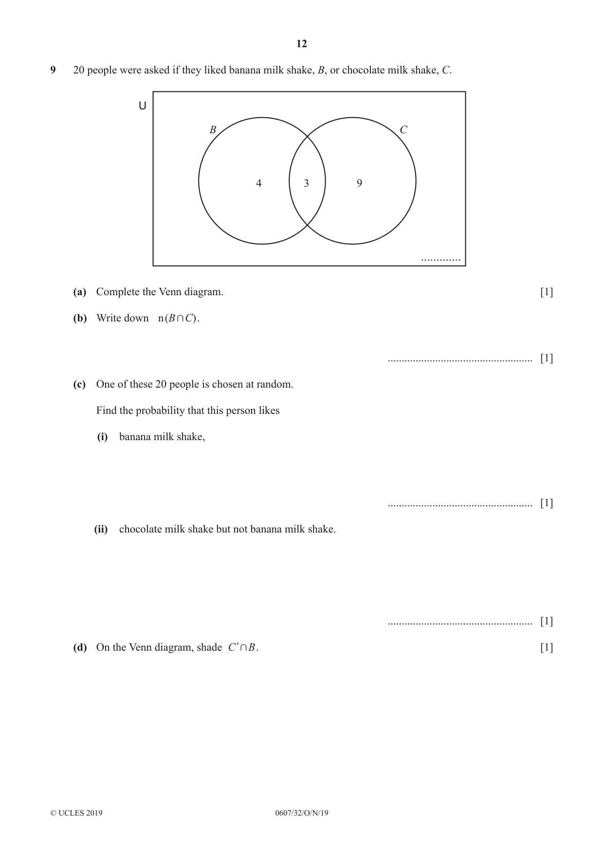 Cambridge IGCSE Mathematics - International 0607 2019 Oct/Nov Paper 3 · Variant 2 question paper, page 12 of 16