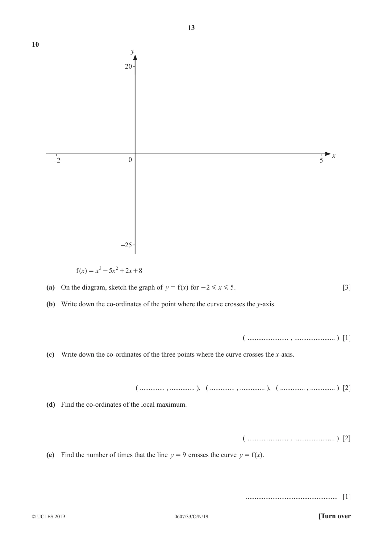 Cambridge IGCSE Mathematics - International 0607 2019 Oct/Nov Paper 3 · Variant 3 question paper, page 13 of 16