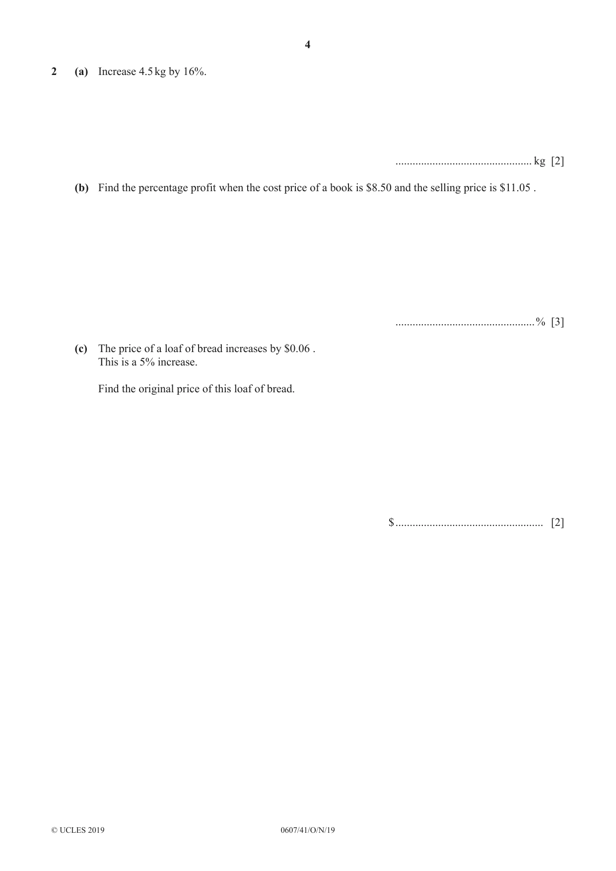 Cambridge IGCSE Mathematics - International 0607 2019 Oct/Nov Paper 4 · Variant 1 question paper, page 4 of 20