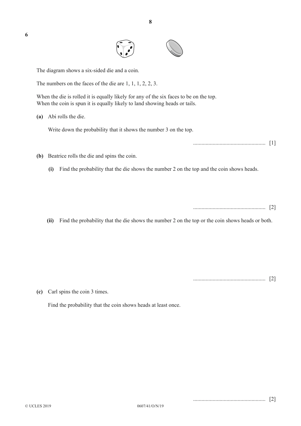 Cambridge IGCSE Mathematics - International 0607 2019 Oct/Nov Paper 4 · Variant 1 question paper, page 8 of 20