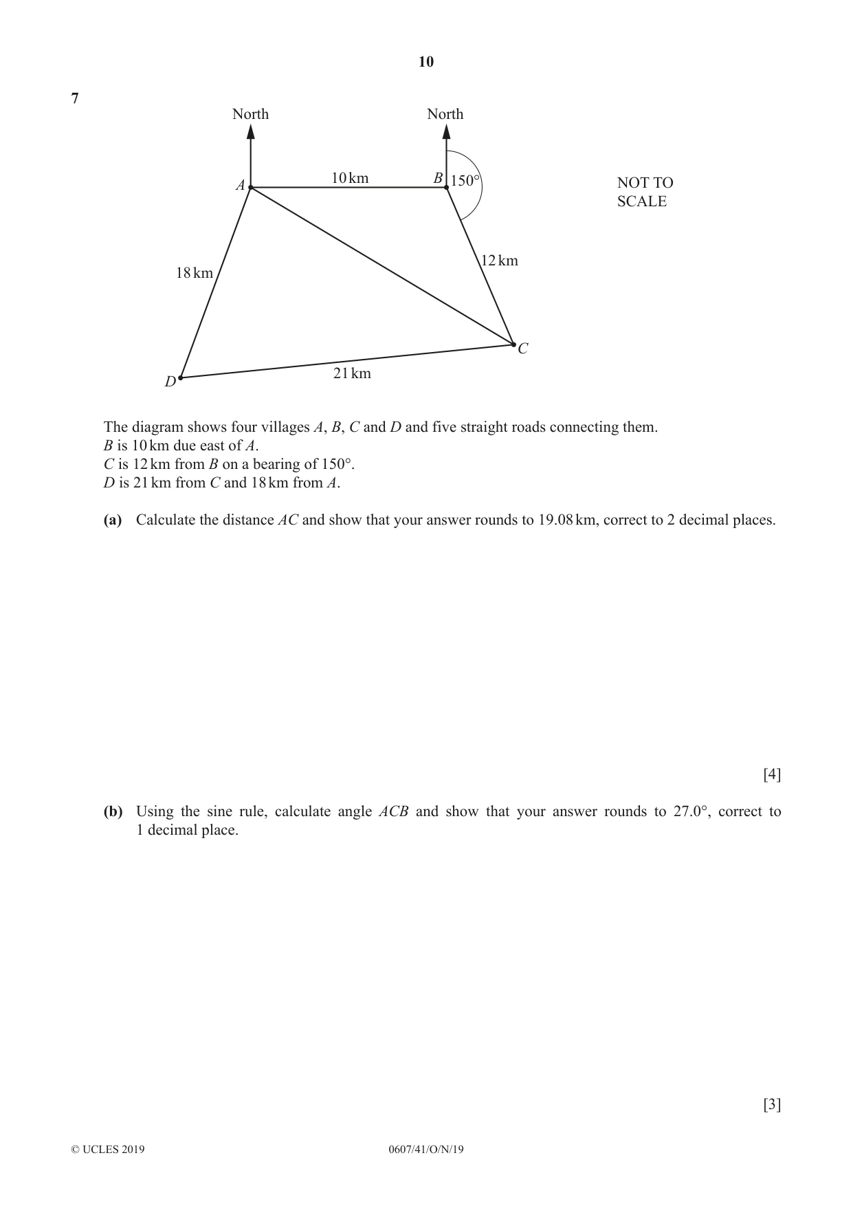 Cambridge IGCSE Mathematics - International 0607 2019 Oct/Nov Paper 4 · Variant 1 question paper, page 10 of 20
